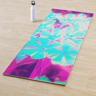 Robin's Egg Blue Peppermint Twist Phlox Flowers Yoga Mat