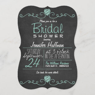 Robins Egg Blue Rustic Chalkboard Bridal Shower Invitation