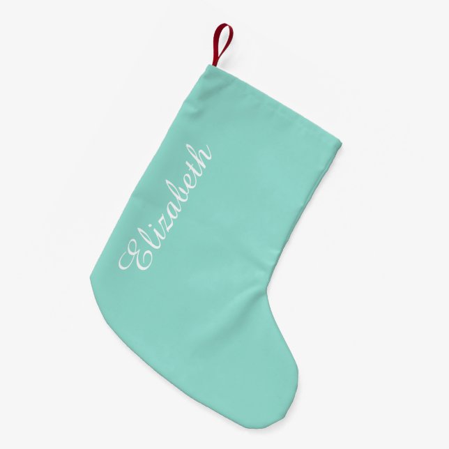 Robin's Egg Blue Solid Colour Small Christmas Stocking (Front (Hanging))