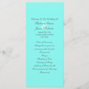 robin's egg blue turquoise aqua blue wedding programme