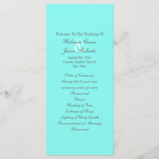 robin's egg blue turquoise aqua blue wedding programme