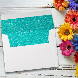 Robin's Egg Blue Turquoise Glitter look Wedding Envelope