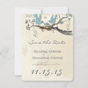 Robin's Egg Blue Vintage Birds Save the Date