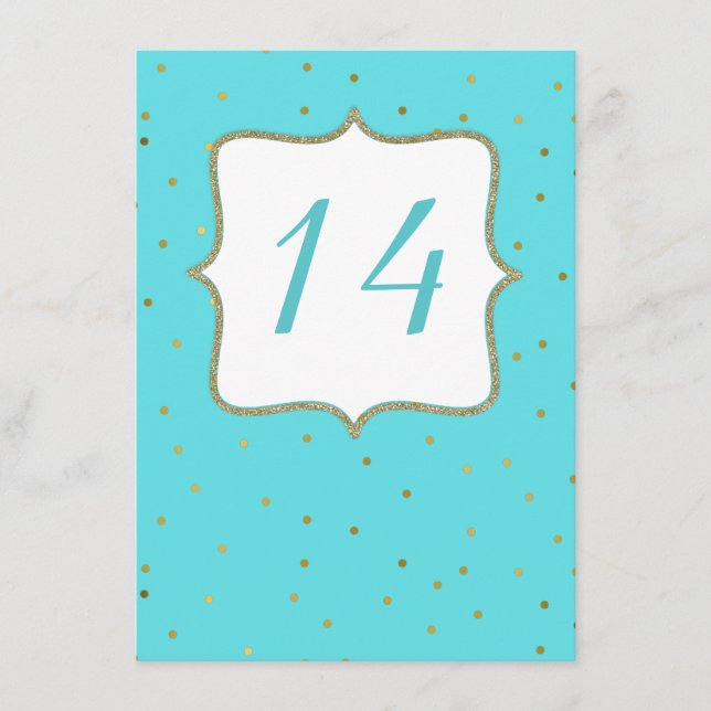 Robins Egg Blue Wedding Reception Table Number (Front)