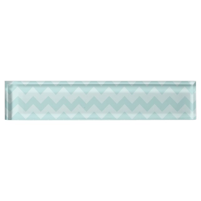Robins Egg Chevron Aqua Teal Zig Zag Modern Nameplate (Front)