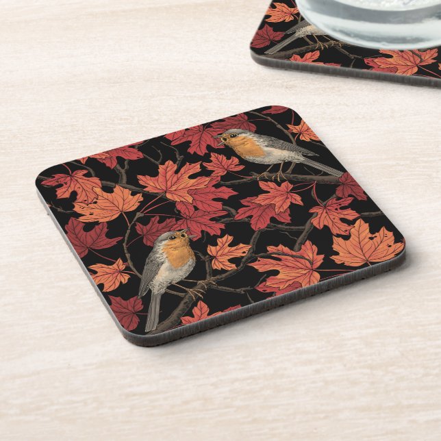 Robins in maple tree coaster (Left Side)