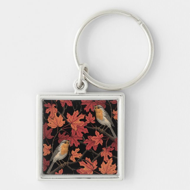 Robins in maple tree key ring (Front)