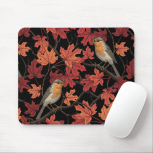 Robins in maple tree mouse mat