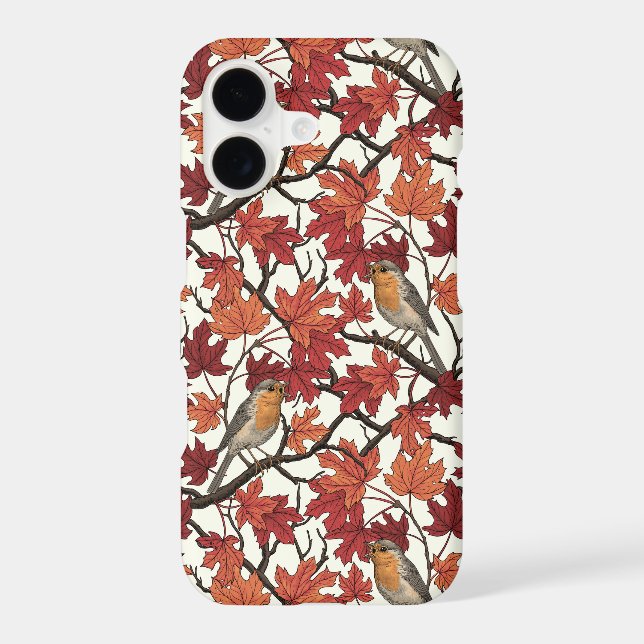 Robins in maple tree on off white (Back)