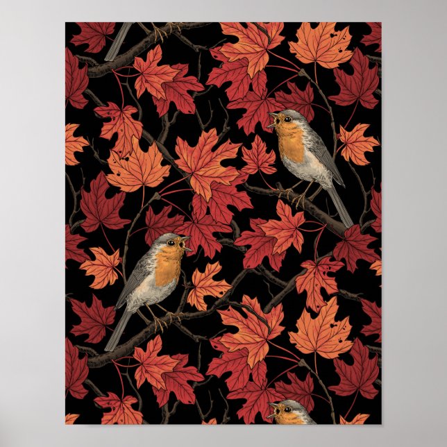 Robins in maple tree poster (Front)