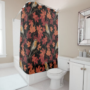 Robins in maple tree shower curtain