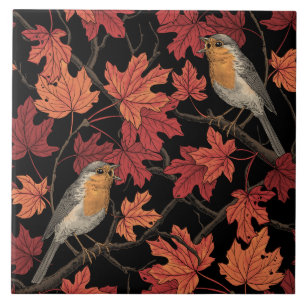Robins in maple tree tile