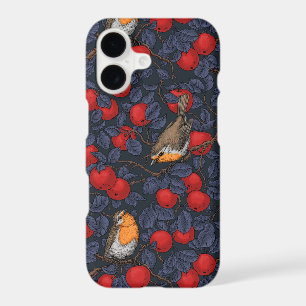 Robins in the apple tree/blue and red