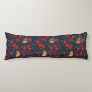 Robins in the apple tree/blue and red body cushion