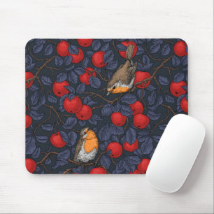 Robins in the apple tree/blue and red mouse mat
