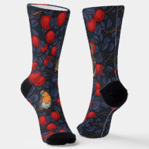 Robins in the apple tree/blue and red 