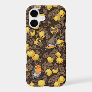 Robins in the apple tree/yellow and dark brown
