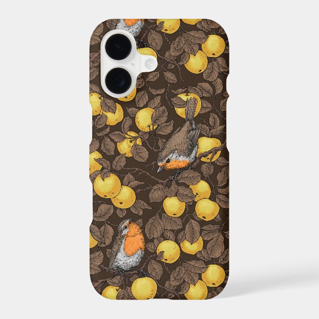 Robins in the apple tree/yellow and dark brown (Back)