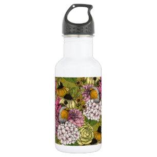 Robins in the garden 2 532 ml water bottle