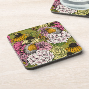 Robins in the garden 2 coaster
