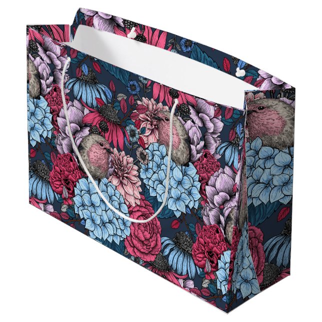 Robins in the garden 3 large gift bag (Back Angled)