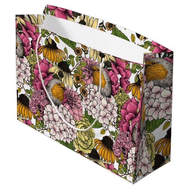 Robins in the garden large gift bag (Back Angled)