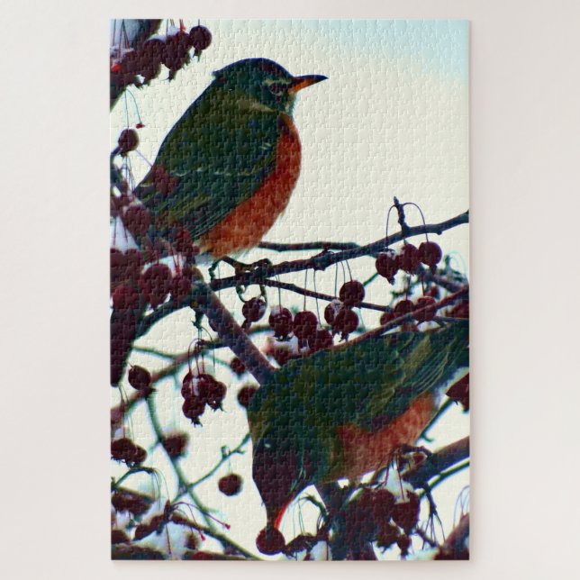 Robins in Winter Jigsaw Puzzle (Vertical)