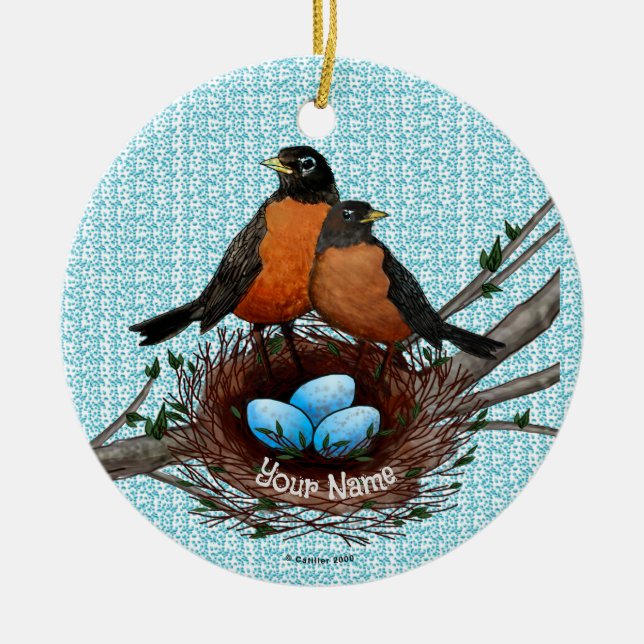 Robins Nest Ceramic Ornament (Front)
