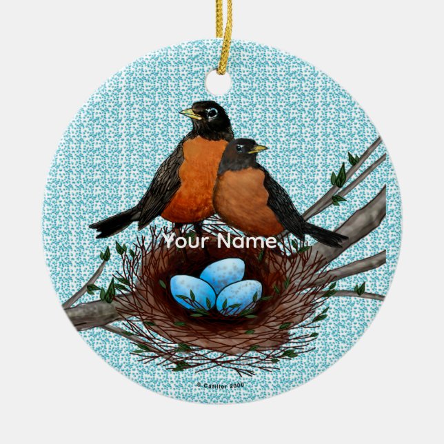 Robins Nest custom name ornament (Front)