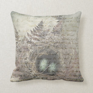 Robins Nest with french text. Cushion