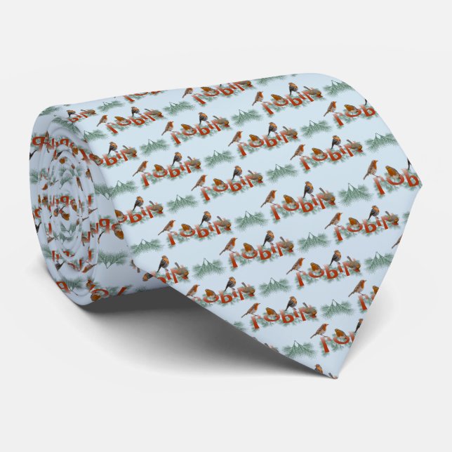 Robins Texture Tie Double Sided Print (Light Blue) (Rolled)