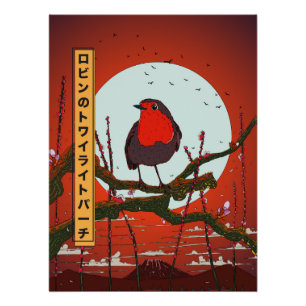 Robin's Twilight Perch Poster