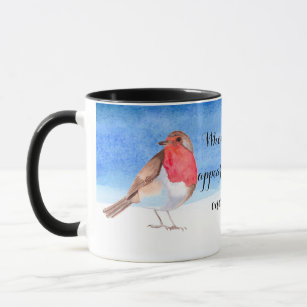 Robins watercolour add your name mug