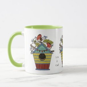 Robins With Blueberries And Birdhouse Mug