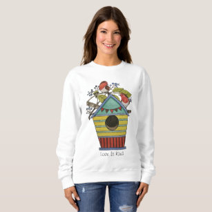 Robins With Blueberries And Birdhouse Sweatshirt