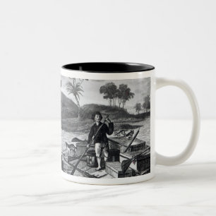 Robinson Crusoe carrying away Two-Tone Coffee Mug