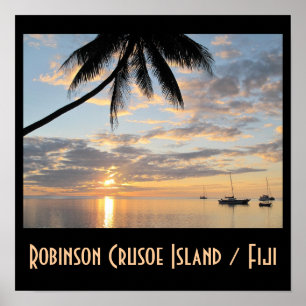 Robinson Crusoe Island Sunset Poster