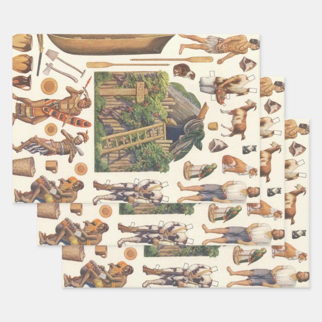 Robinson Crusoe, Vintage Victorian Paper Doll Toys (Set)