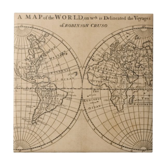 Robinson Crusoe's Map of the World Tile (Front)