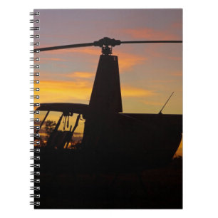 Robinson R44 helicopter at sunset Notebook