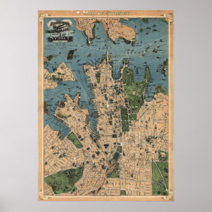 Robinson’s map of Sydney, NSW (1922) Reprint Poster