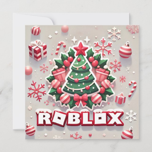 Robloxo's Festive Christmas Tree Card For Kids (Front)