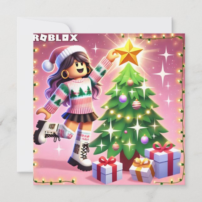 Robloxo's Teen Girls Pink Christmas Card (Front)