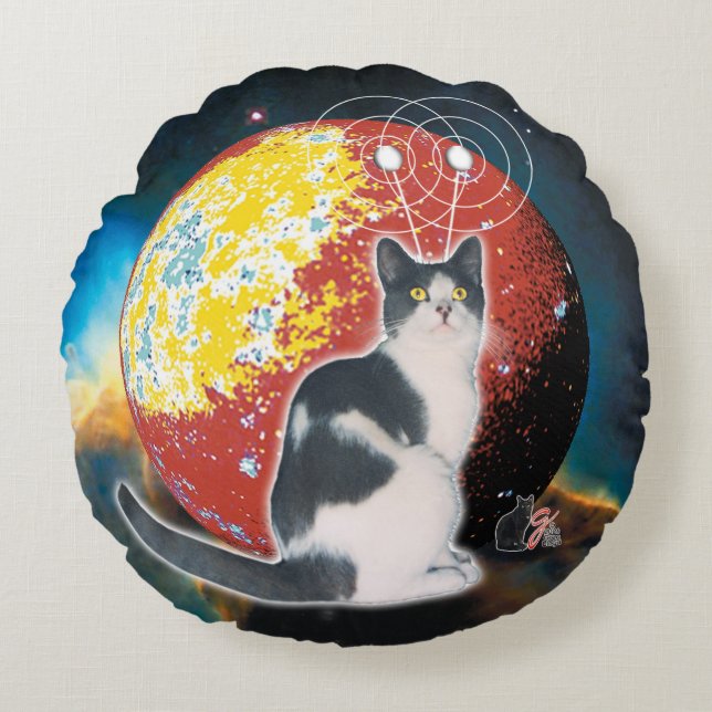 Robo Cat Hobo Round Cushion (Front)