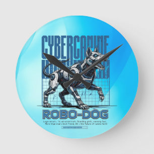Robo Dog – Futuristic Cyber Canine Round Clock