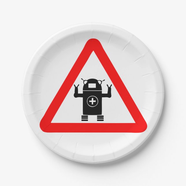 Robo Medic Sign Medical Care Paper Plates (Front)