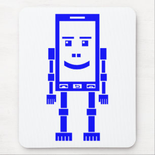 Robo Phone - Blue on White Mouse Mat