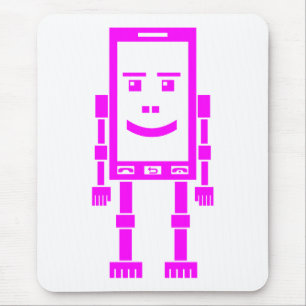 Robo Phone - Magenta on White Mouse Mat