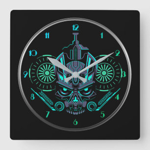 Robo Skull Square Wall Clock