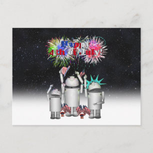 Robo-x9 Celebrates the 4th of July Night Sky Postcard